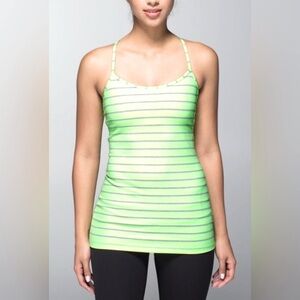 Lululemon Athletica Power Y Tank Deauville Stripe Mint Size 4 EUC